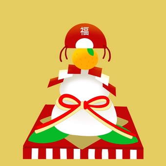 豪華な鏡餅　正月　手描き 鏡餅,正月,きれい,豪華,金屏風,金色,華やか,飾り,餅,みかんのイラスト素材