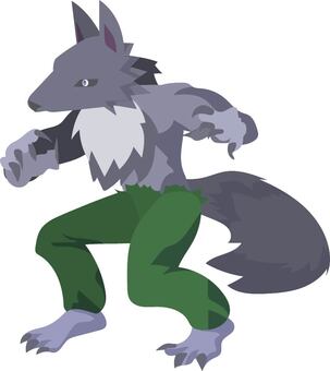 狼男 狼男,ハロウィン,モンスター,秋,獣人,不気味,ホラー,ファンタジー,キャラクター,デフォルメのイラスト素材