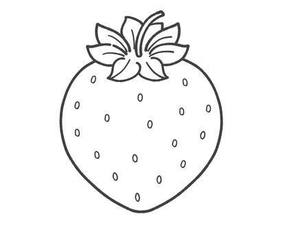 いちごの白黒手描きイラスト1 いちご,手描き,白黒,シンプル,果物,単品,フルーツ,食べ物,挿絵,モノクロのイラスト素材