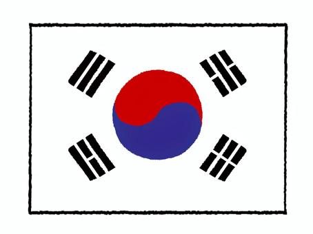 韓国の国旗 韓国の国旗 韓国,国旗,デフォルメ,pop調,手描き,挿絵,ワンポイント,素材,商用可,無料のイラスト素材