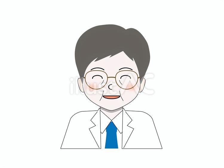 にこやかな笑顔の白衣にメガネの人物 人物,医療,病院のイラスト素材