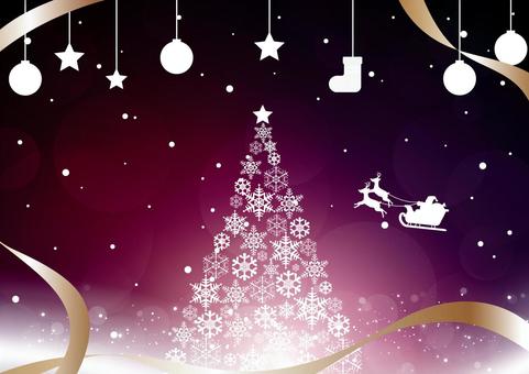 クリスマスと雪のツリーの紫色の背景素材