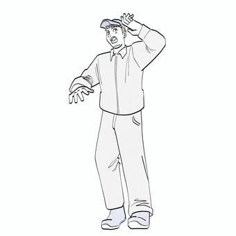 落下物から身を守ろうとする工場員 工場,男性,ヒヤリハット,落下,守るのイラスト素材