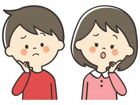 困っているこどもたち 困っているこどもたち 困る,悩む,わからない,疑問,考える,謎,はてな,心配,迷う,男の子のイラスト素材