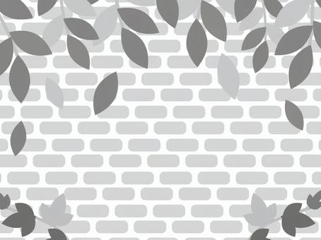 レンガ壁と葉っぱのフレーム・背景素材 レンガ壁と葉っぱのフレーム・背景素材 背景,フレーム,壁,レンガ,葉っぱ,横,植物,ボタニカル,自然,装飾のイラスト素材