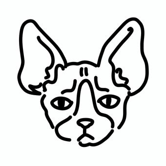 変な顔の猫 ヘアレスキャット,スフィンクス,無毛猫,猫,ねこ,ペット,白黒,モノクロ,線画,挿絵のイラスト素材