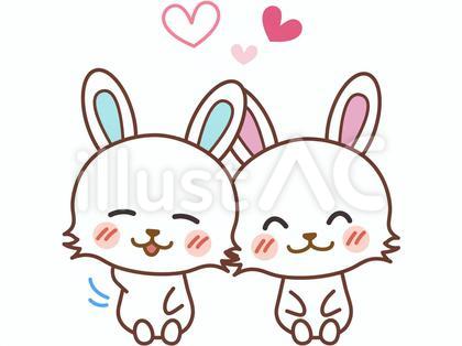 ラブラブな、うさぎのカップル(カラー)