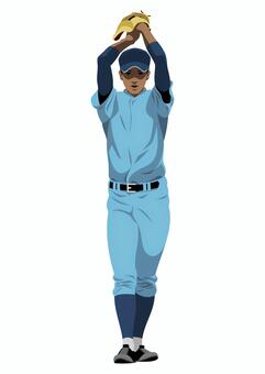 高校野球「右ピッチャー」30 高校野球,野球,野球部,クラブ活動,ピッチャー,投手,投球,グローブ,ユニフォーム,スパイクのイラスト素材