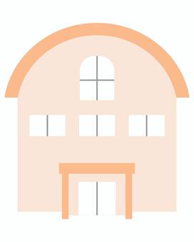 体育館（線なし） 学校,体育館,建物,建築物,施設,公共施設,家,イラスト,シンプル,屋根のイラスト素材