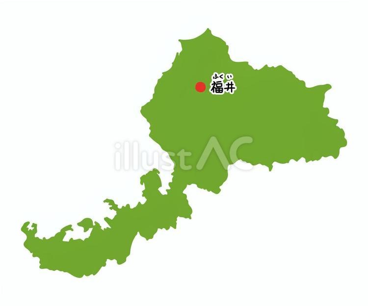 福井市がピックアップされた福井県のマップ 福井,県,市のイラスト素材