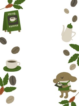 コーヒーカフェ・縦フレーム コーヒー,カフェ,喫茶店,珈琲,コーヒー豆,カップ,ポット,飲み物,お店,フレームのイラスト素材