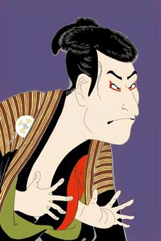 The third generation Otani Ogi next fellow Edo Kyubei _ background purple, JPG and AI The third generation Otani Ogi next fellow Edo Kyubei _ background purple, ukiyoe, with, japanese style, JPG and AI