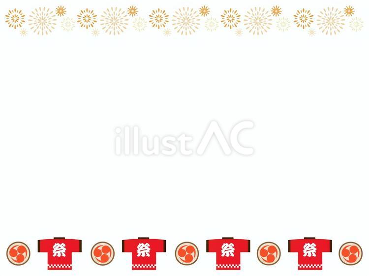夏の素材　夏祭りのチラシに使える枠　5 夏,夏休み,花火のイラスト素材