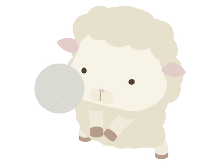 レシーブをする白い羊 バレーボール,羊,動物,かわいい,スポーツ,レシーブのイラスト素材