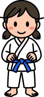 青帯の柔道・空手の女の子です。 柔道,空手,シンプル,道着,武道,格闘技,道場,スポーツ,日本,文化のイラスト素材