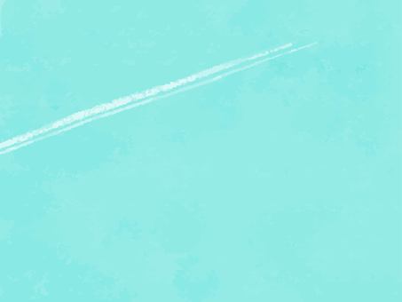 シンプルな飛行機雲　空の背景　水色 飛行機雲,青空,シンプル,手描き,パステル,ふんわり,空,優しい,風景,景色のイラスト素材