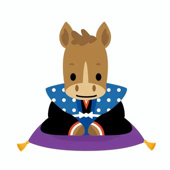 新年あいさつ干支　午 午,午年,馬,2026,令和８年,干支,動物,かわいい,年賀状,年賀状素材のイラスト素材