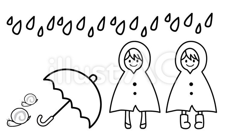 ぬりえ かっぱ,合羽,雨具のイラスト素材