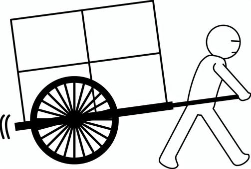 リヤカー　　 リヤカー,引く,荷物,人力,移動,デフォルメ,人物のイラスト素材