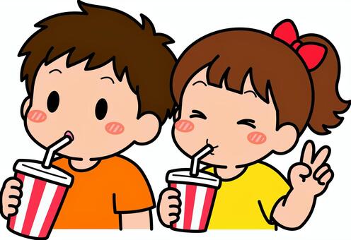 黄色系のドリンクの人たちです。 ドリンク,シンプル,飲む,食事,ファストフード,テイクアウト,笑顔,幸せ,飲み物,昼食のイラスト素材