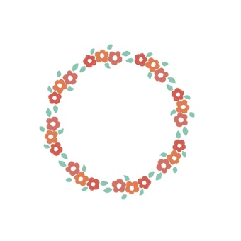 まるフレーム 丸,手描き,装飾,花,赤,フレームのイラスト素材