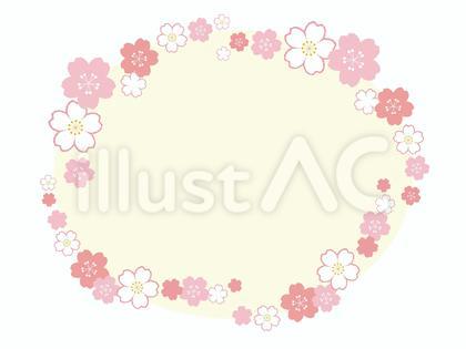もこもこ桜のフレーム07【楕円/透過窓】