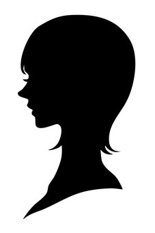 女性の横顔シルエット シルエット,女性,女,髪型,ヘアスタイル,ミディアム,ショート,美容,髪,横顔のイラスト素材