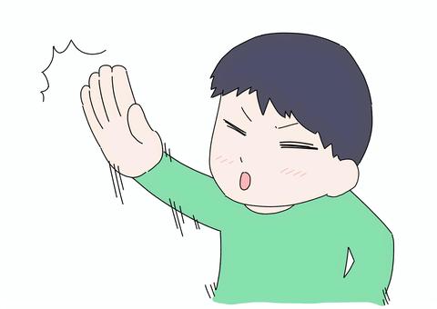 男の子　100 男の子,上半身,手,上げる,ツッコミ,チョップのイラスト素材