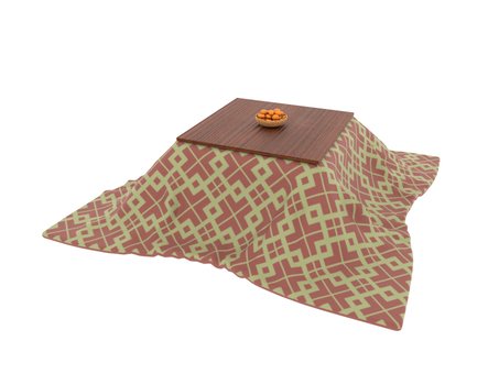 こたつ こたつ,家電製品,電化製品,布団,日本,和,ミカン,フルーツ,3d,cgのイラスト素材