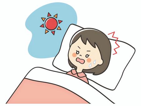 寝過ごした女の子 寝坊,寝過ごし,寝過ごす,遅刻,起きる,起床,焦る,眠る,睡眠,寝るのイラスト素材