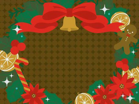 クリスマスに使えるフレーム背景11 クリスマスに使えるフレーム背景11 クリスマス,メリークリスマス,xmas,12月,ひいらぎ,ポインセチア,冬,リボン,ベル,オーナメントのイラスト素材