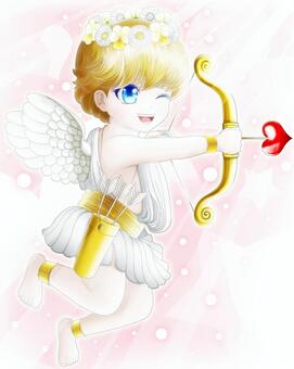 Cupid full body 2 holding a gold bow and arrow, , JPG