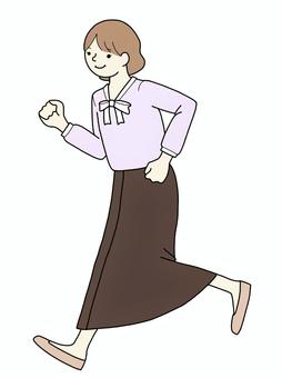 女性ポーズ全身（走る）④ 女性,人物,全身,社会人,オフィス,仕事,ビジネス,かわいい,おしゃれ,シンプルのイラスト素材