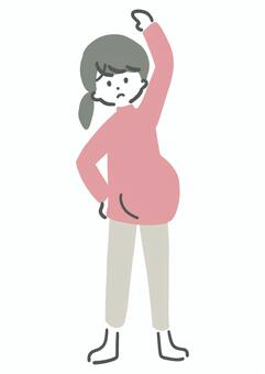運動が苦手な妊婦 運動,苦手,妊婦,ストレッチ,女性,体操,シンプル,ラフタッチ,手書き風,感情のイラスト素材