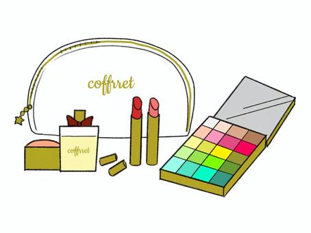 クリスマスコフレ コフレ,クリスマス,コスメ,メイク,クリスマスコフレ,プレゼント,化粧,ポーチ,口紅,香水のイラスト素材