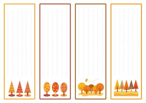 一筆箋　モダンな秋 一筆箋,便箋,手紙,紅葉,秋,木立,シンプル,メモ,枠のイラスト素材