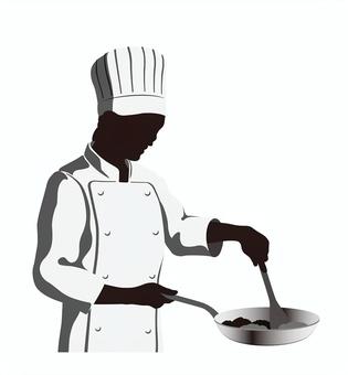 シェフのベクター白黒イラスト シェフ,コック,料理人,料理長,料理,調理,キッチン,台所,レストラン,食堂のイラスト素材