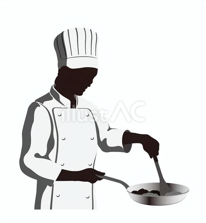 シェフのベクター白黒イラスト シェフ,コック,料理人のイラスト素材