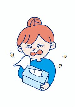 花粉症な女の子 人物,女の子,くしゃみ,花粉症,鼻炎,鼻水,ウイルスのイラスト素材