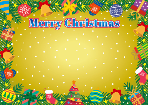 楽しいクリスマス★フレーム3 クリスマス,クリスマスツリー,プレゼント,飾り,フレーム,オーナメント,ヒイラギ,リボン,もみの木,葉っぱのイラスト素材