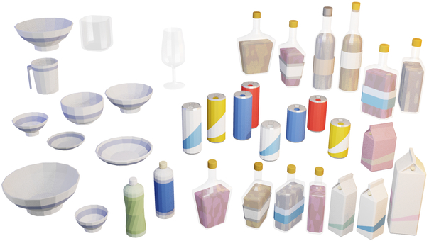 飲み物と食器 飲み物,食器,酒,ボトル,缶,ペットボトル,パック,飲料,瓶,アルコールのイラスト素材