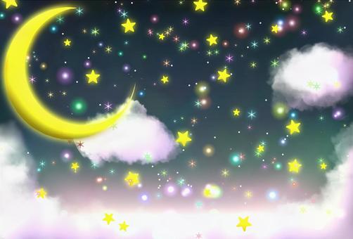 Night Sky Moon, Stars and Clouds *Yumekawaii* wallpaper background, , JPG