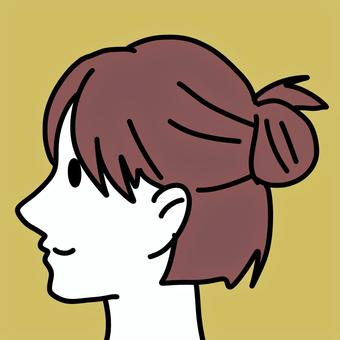 2wayハーフアップ 2wayハーフアップ 横顔,女性,2way,ショート,ロング,兼用,ハーフアップ,茶髪,色白,笑顔のイラスト素材