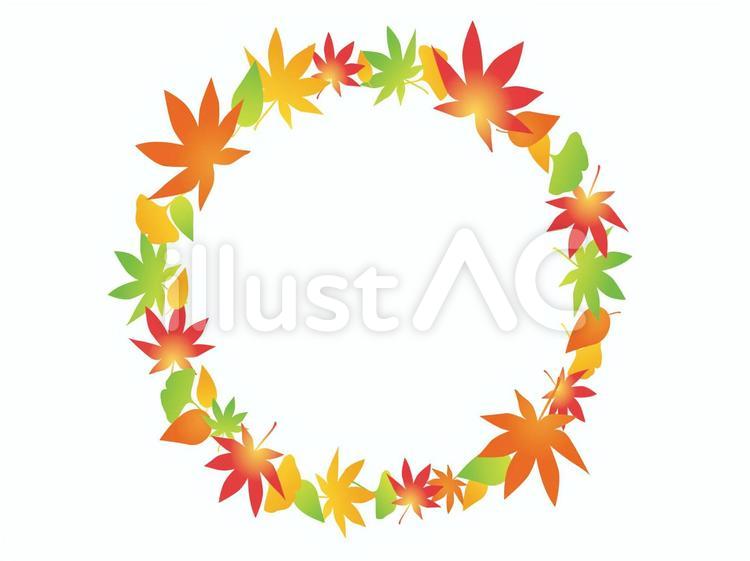 もみじ枠 秋,紅葉,もみじのイラスト素材