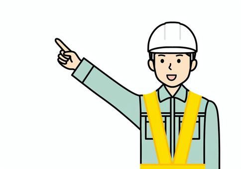 指差し確認・安全確認・指差呼称の作業員 指差し確認,指差し呼称,安全確認,工事現場,工場,建築現場,建設現場,作業員,作業服,男性のイラスト素材
