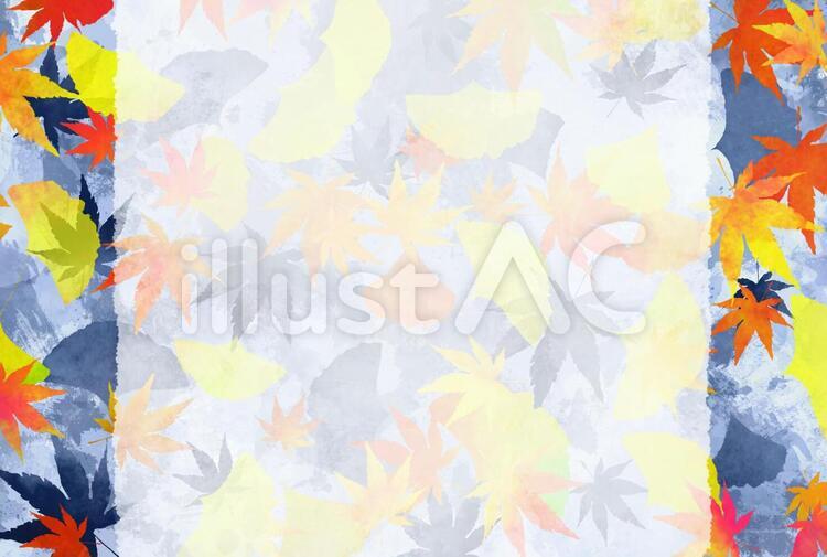 紅葉と銀杏の和紙のポストカード　よこ３ 紅葉,銀杏,秋のイラスト素材