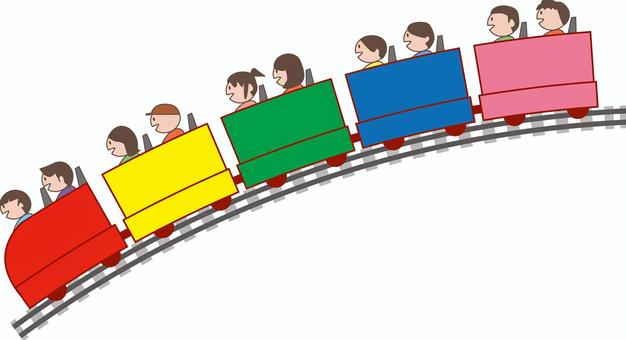 ジェットコースター　 ジェットコースター,遊園地,レール,速い,楽しい,人物,デフォルメのイラスト素材