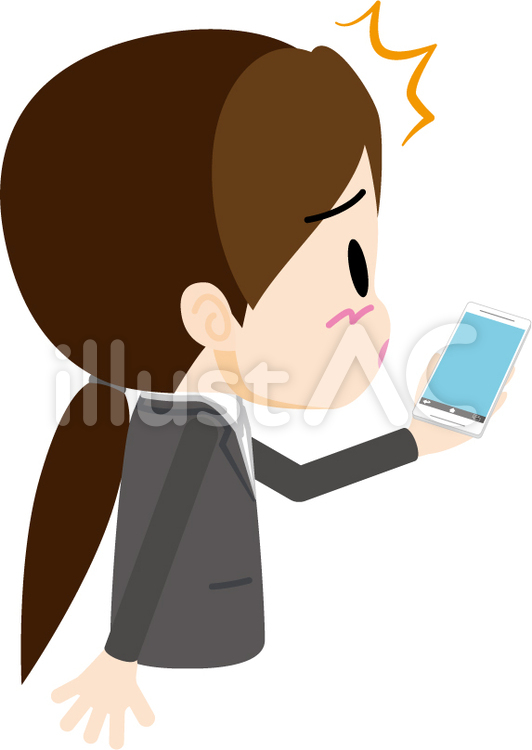 OL（スマホ・驚く） 驚く,驚き,びっくりのイラスト素材