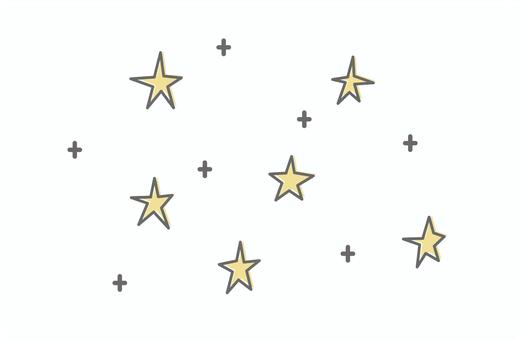 キラキラ星 星,キラキラ,空,夜,輝き,宇宙,線,線画,白背景のイラスト素材