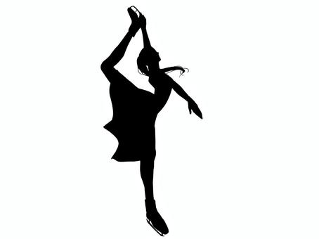 フィギュアスケート女性1 フィギュアスケート,スポーツ,女性,軟体,シルエット,シンプル,挿絵,審美系競技のイラスト素材